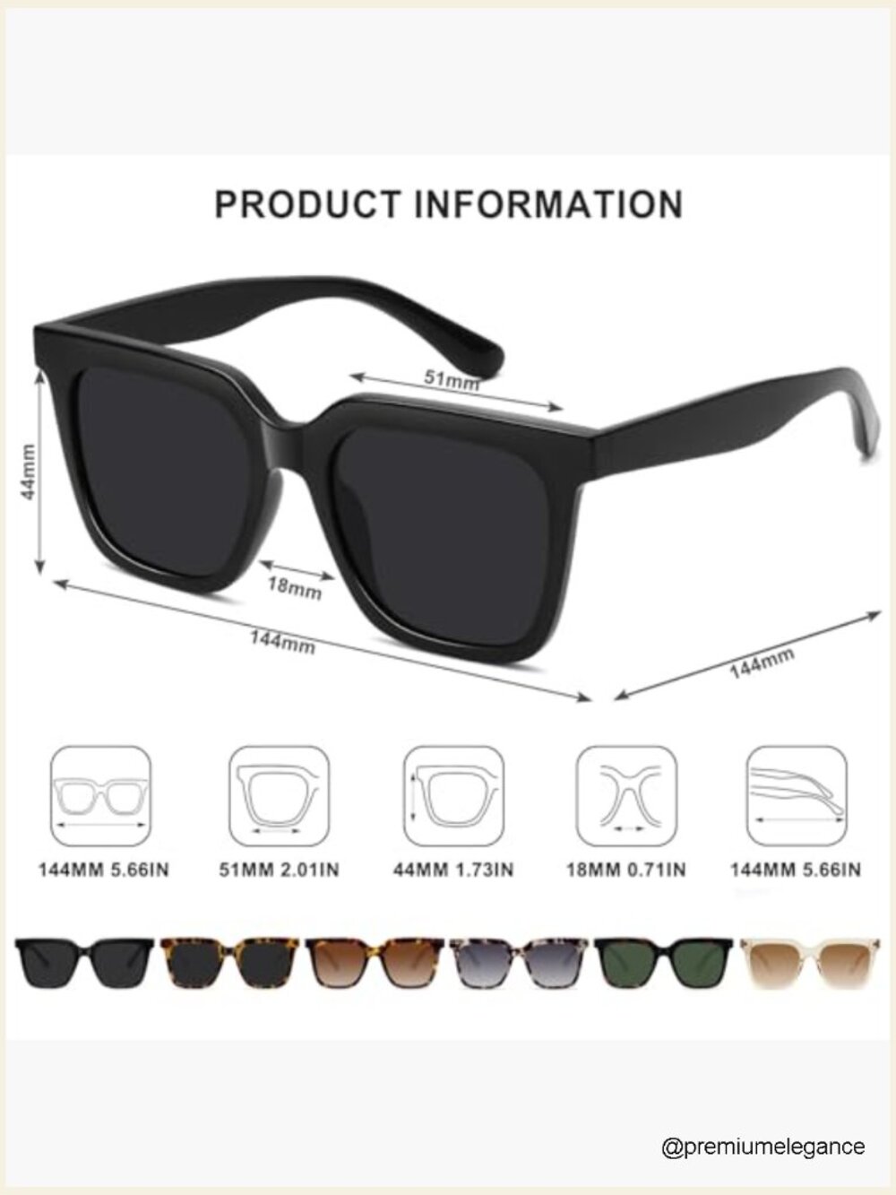 Large Square Polarized Sunglasses Trendy Retro Classic UV400 - Picture 5 of 7
